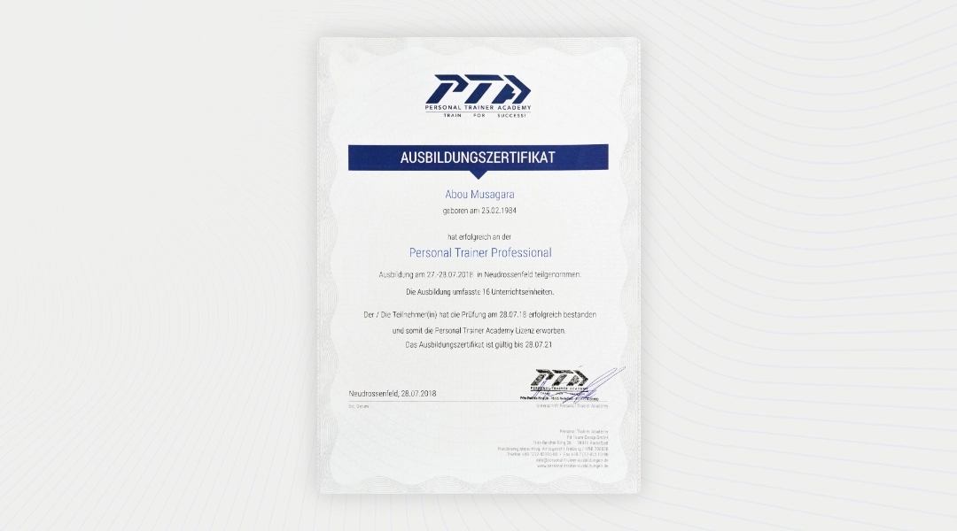 Personal Trainer Professional Zertifikat